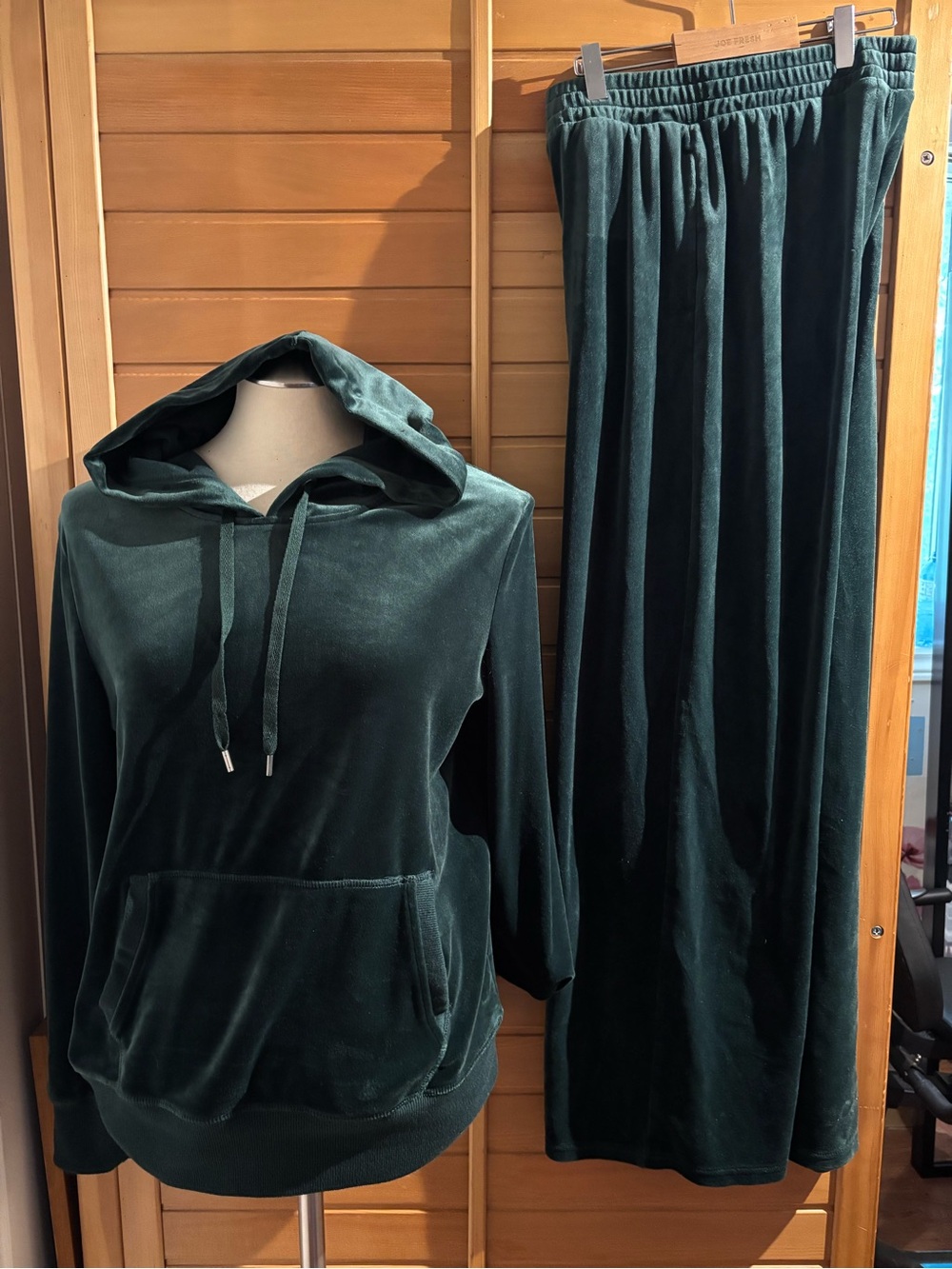 Forever 21 Dark Green Velvet Hoodie and Lounge Pants Set